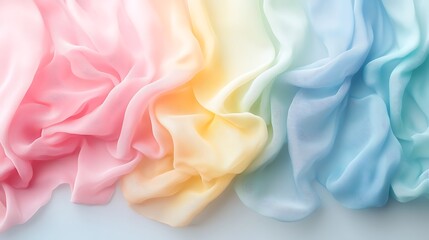 Obraz premium Soft Pastel Gradient Fabric with Light Blue Pink and Yellow Tones