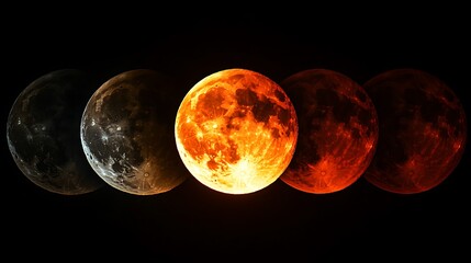 Obraz premium Lunar Eclipse Gradient Displaying Deep Fiery Red Glow in Space