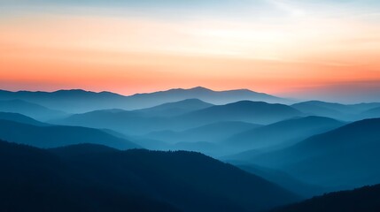 Misty Mountain Landscape at Dusk with Gradients of Color