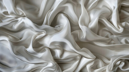 Obraz premium Smooth, flowing white silk fabric draped elegantly, creating soft waves and shadows (2)