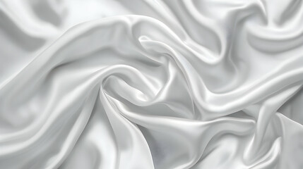 Smooth, flowing white silk fabric draped elegantly, creating soft waves and shadows (3)