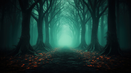 Naklejka premium Mist Fantasy Forest