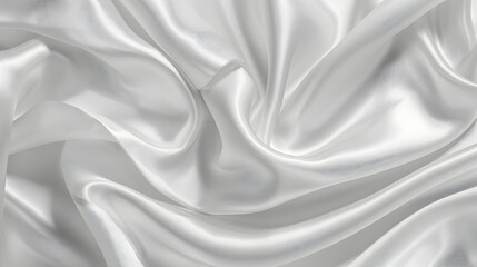 Obraz premium Smooth, flowing white satin fabric with gentle folds and reflections, ideal for elegant backgrounds