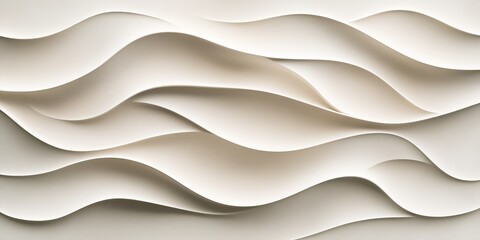 Fototapeta premium Seamless Ivory 3D Wave Pattern, Minimalist Textured Background In Monochromatic Color Palette