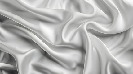 Obraz premium Smooth, flowing white satin fabric with soft folds and creases, ideal for elegant backgrounds