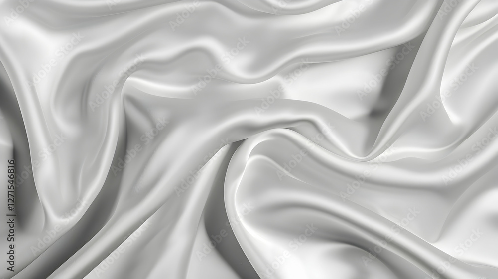 Poster smooth, flowing white satin fabric with elegant folds and soft texture, ideal for backgrounds