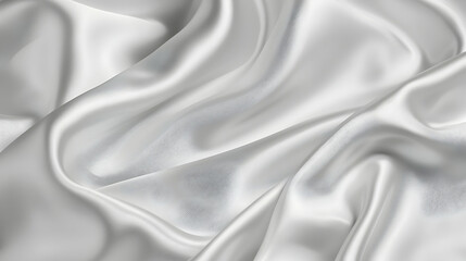 Fototapeta premium Smooth, flowing white satin fabric draped elegantly, creating soft waves and highlights
