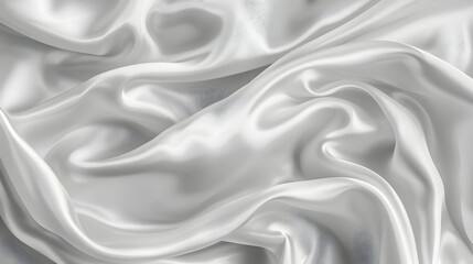 Obraz premium Smooth, flowing white satin fabric draped elegantly, showcasing its sheen and texture