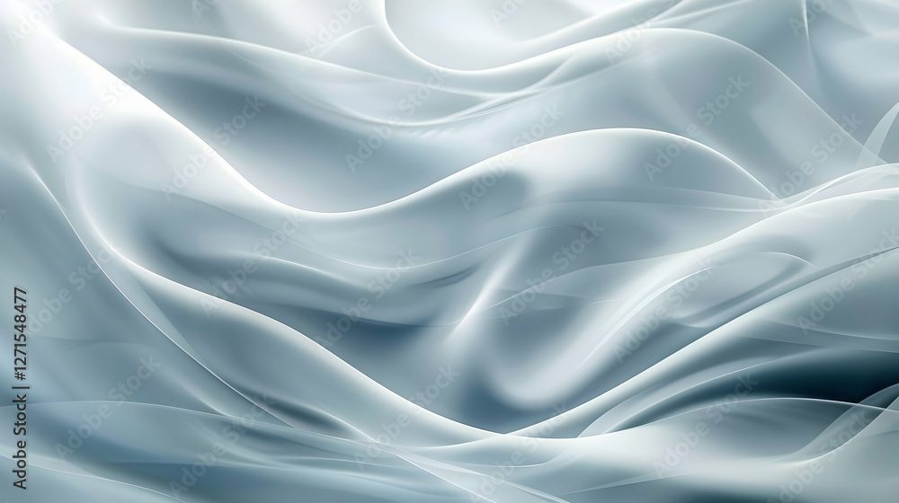 Poster flowing translucent fabric creating a soft, ethereal atmosphere with gentle curves and textures