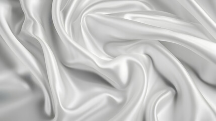 Obraz premium Smooth, flowing white satin fabric with intricate folds and creases, ideal for elegant backgrounds
