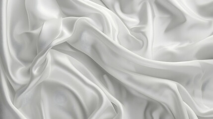 Obraz premium Smooth, flowing white satin fabric draped elegantly, showcasing soft folds and subtle shine