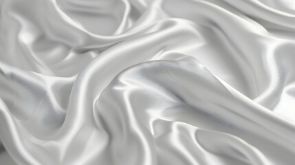 Obraz premium Smooth, luxurious white silk fabric draped elegantly, showcasing soft folds and reflections