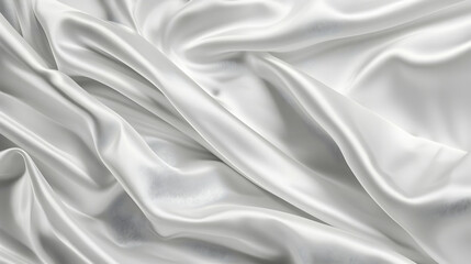 Obraz premium Smooth, flowing white satin fabric draped elegantly, showcasing its soft texture and sheen