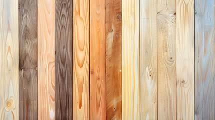 Obraz premium A vibrant display of various wooden planks showcasing different textures and colors