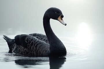 Fototapeta premium silhouette of elegant black swan