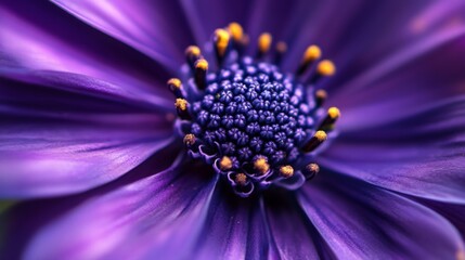 Close-up of vibrant purple flower with yellow stamen details