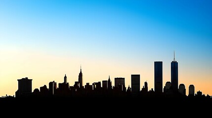 Fototapeta premium Silhouette City Skyline at Sunset