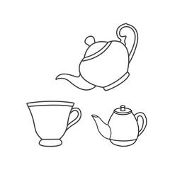 Coffee time solid vector icon set in black and white color