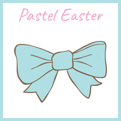 A delicate pastel blue bow illustration with a hand-drawn style, perfect for festive and decorative designs