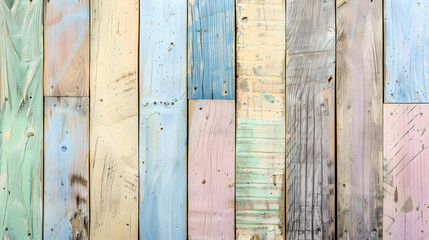 Colorful wooden planks arranged in a vertical layout, showcasing a rustic design suitable for backgrounds