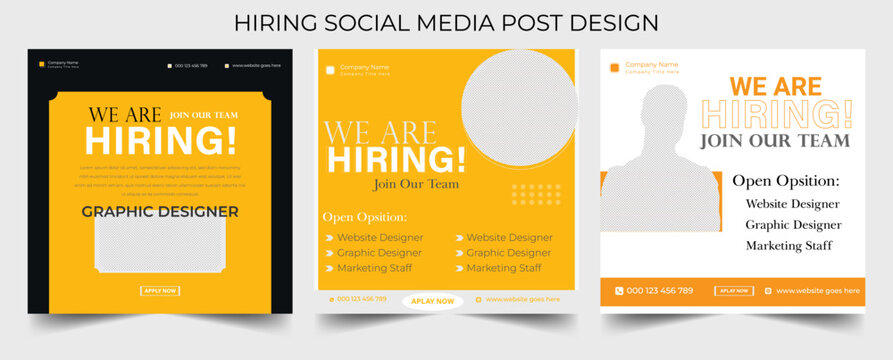 Recruitment advertising template. Recruitment Poster, Job hiring poster, social media, banner, flyer. Digital announcement job vacancies layout