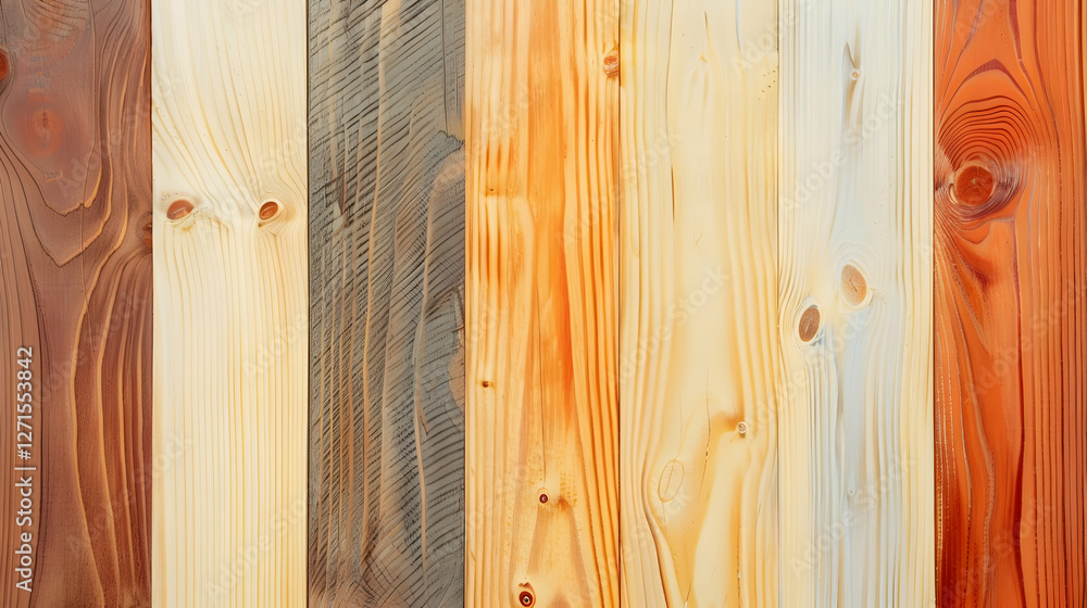 Aufkleber a close-up view of various wooden planks showcasing different colors and textures for design use