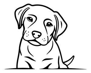 black and white illustration of a dog or puppy without background