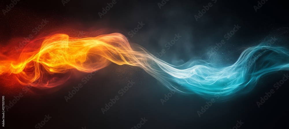 Aufkleber vibrant abstract waves flow in dynamic motion, creating layered graphic effects of fire and ice