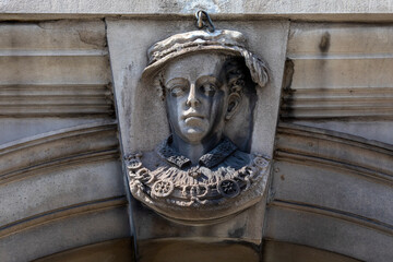 Edward VI Sculpture on the old Palace of Bridewell in London