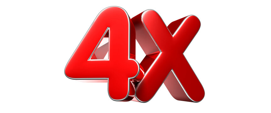4x red 3D illustration. Advertising signs. Product design. Product sales.