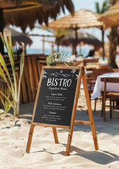 Beachfront bistro menu a-frame sign