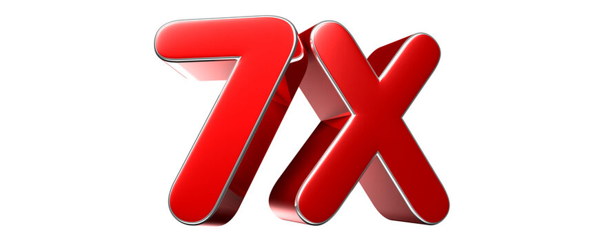7x red 3D illustration. Advertising signs. Product design. Product sales.