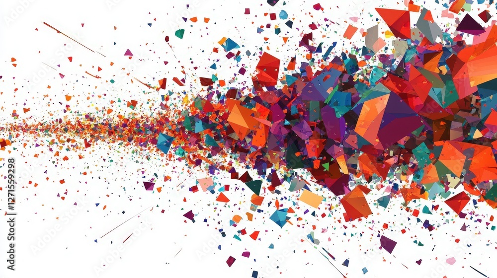 Poster geometric shapes explosion an abstract background with geometrical, smashing shapes and lines in vib