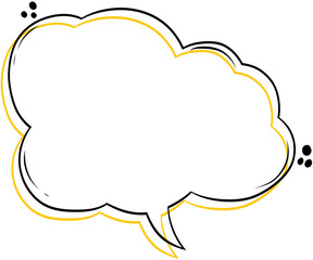 Cloud speech bubble, white background, yellow detail