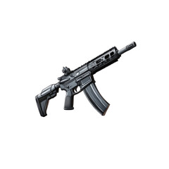 Detailed Illustration of a Modern Black Assault Rifle in Profile View