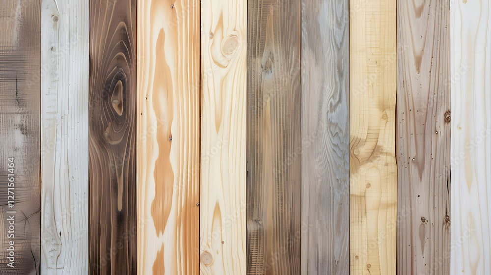Poster various types of wooden planks arranged in a visually appealing pattern showcasing natural textures