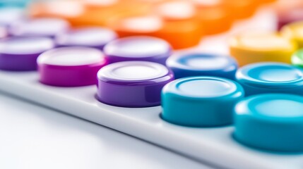 Close-up of colorful push pop fidget toy with vibrant buttons arranged in a playful pattern