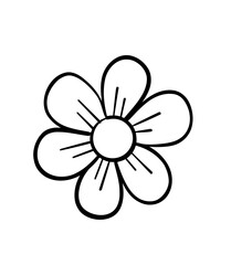 Hand drawn cute flower.Doodle flower vector.