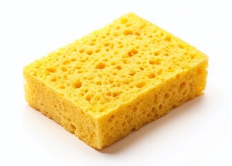 Aerial View of a Yellow Cleaning Sponge on a Clear Background - High Resolution PNG