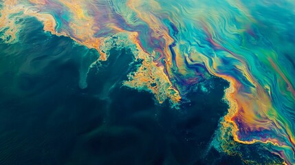 Fototapeta premium Vibrant Colorful Abstract Waves in Ocean Surface Reflection