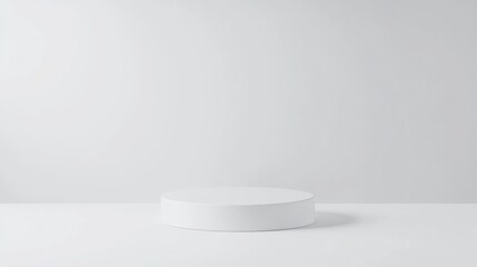 A simple white stand with no distractions, set against a solid white background, perfect for product placement or text insertion.