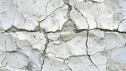Fototapeta premium Cracked white wall texture showcasing weathered paint and underlying surface imperfections