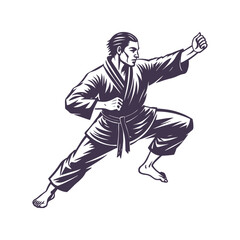 ju jitsu silhouette vector art illustration