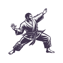 ju jitsu silhouette vector art illustration