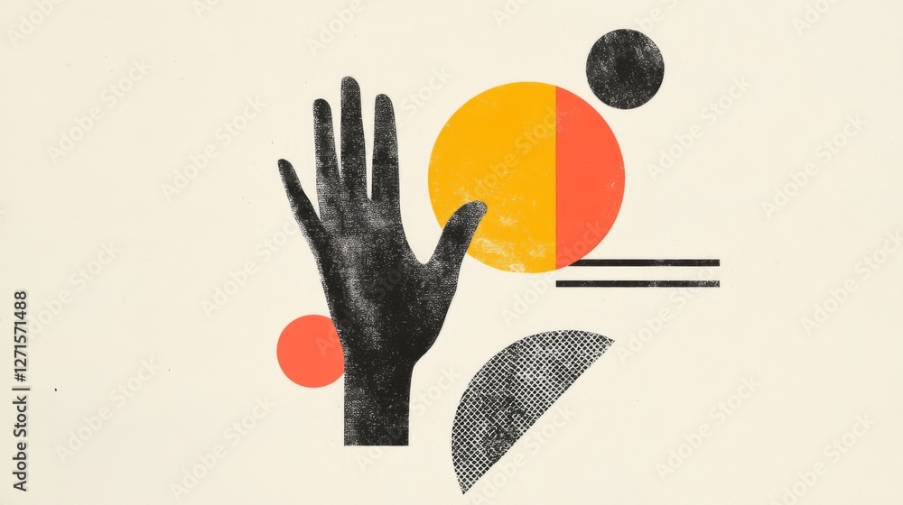 Poster abstract hand graphic design with geometric shapes. possible use social media post or print design