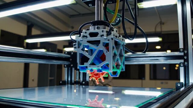 Innovative 3D printing process showcases intricate design and precision in a modern workshop setting