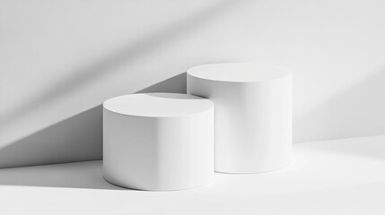 A white display pedestal placed against an all-white backdrop offers a versatile space for elegant product showcases or message overlays.