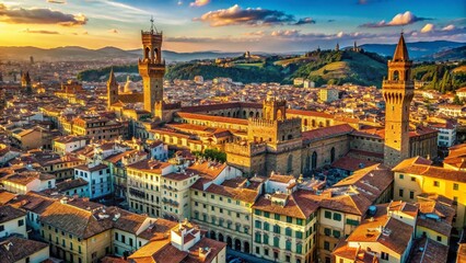 Naklejka premium Aerial View of Florence Palazzo Vecchio & Surrounding Cityscape