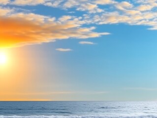 Obraz premium Golden sunset paints tranquil ocean waves a calming blue. AI Generated