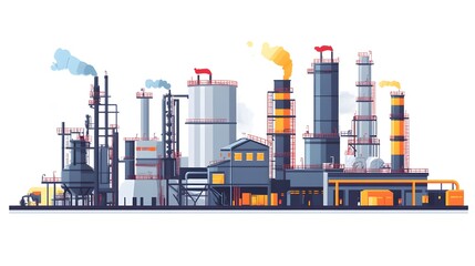Fototapeta premium A modern oil refinery plant with various structures on a white background